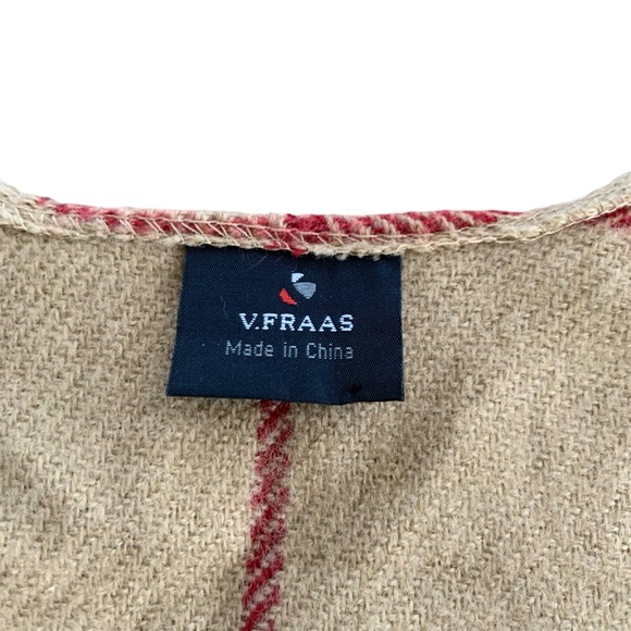 V. FRAAS Plaid Tartan Pattern Wrap Around Fringe Poncho - Picture 3 of 5